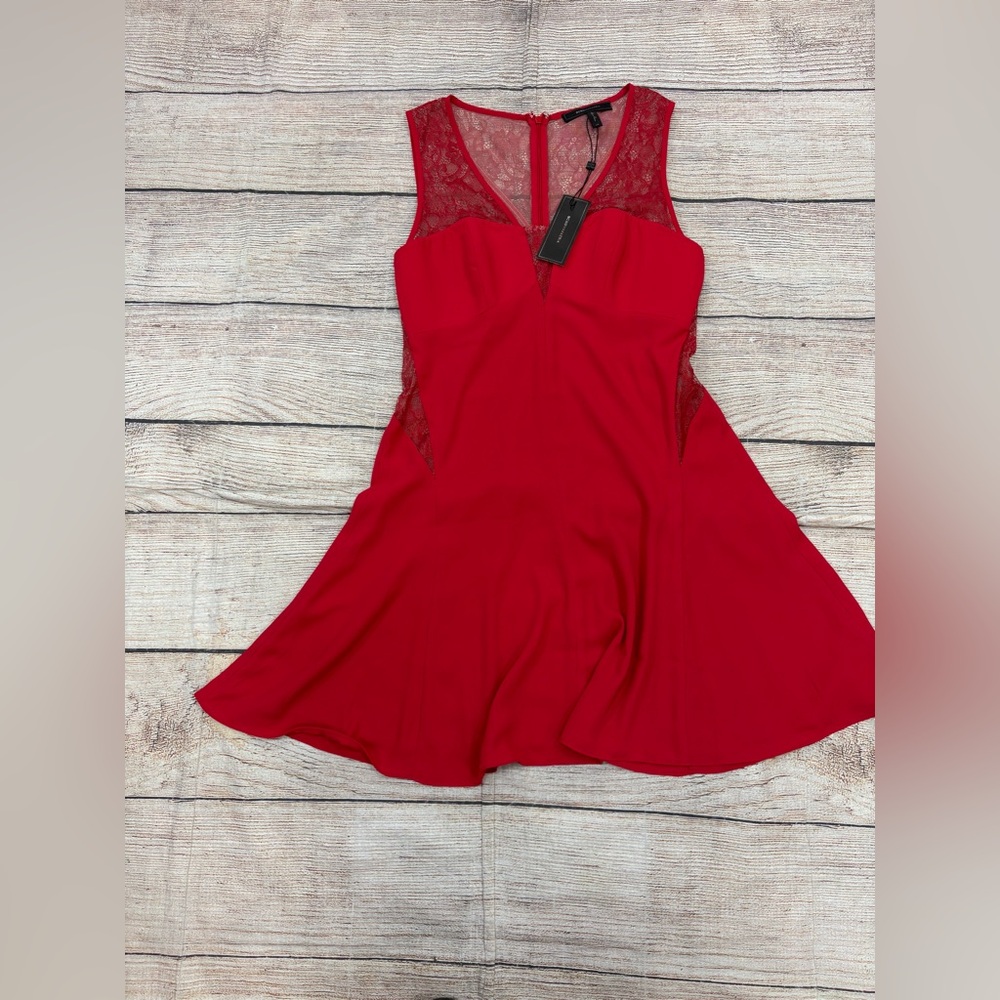 😍 NWT BCBG Elegant Red Lace Women's Dress